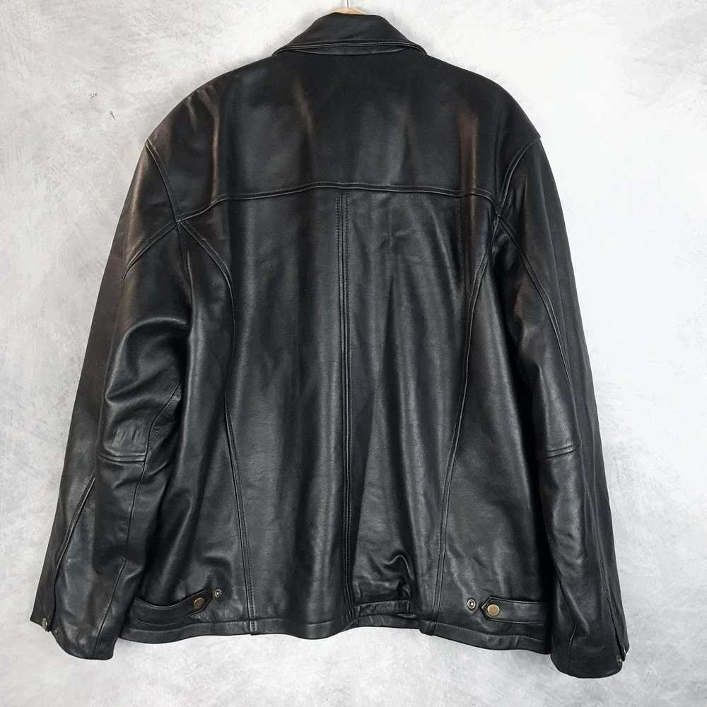 Hold'em Poker Jacket Mens 2XL Black Leather Full Zip Insulated Lined Motorcycle